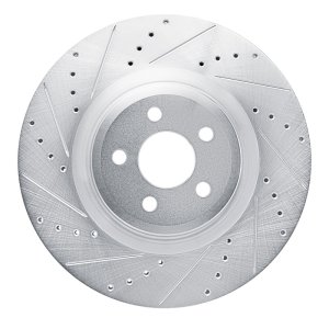 Ford Edge Brake Rotor (1) - Front Left - R1 Concepts - Drilled & Slotted - Silver - `19-`24 Ford Edge Brake Rotor (1) - Front Left - R1 Concepts - Drilled & Slotted - Silver - `19-`24